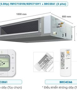 may lanh giau tran noi ong gio daikin inverter 30hp fbfc71dvmrzfc71dy1 brc2e61 3 pha kich thuoc